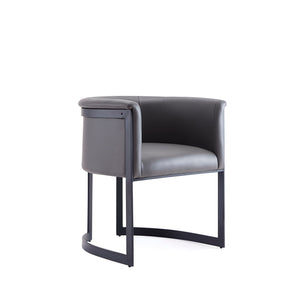 English Elm Corso Modern Metal Dining Chair with Smooth Vegan Leather Upholstery and Geometric Black Frame Gray B365P397741