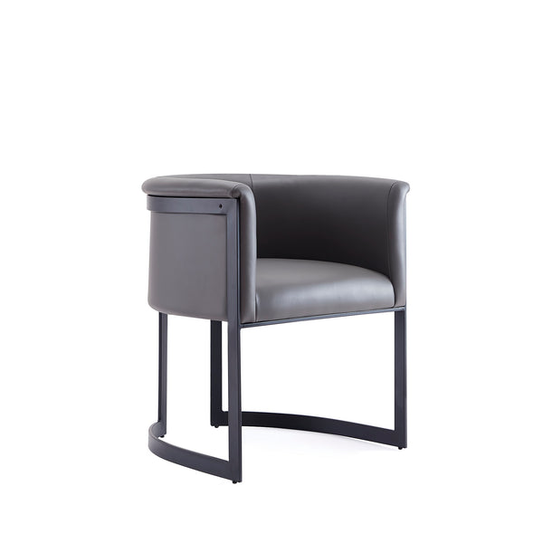 English Elm Corso Modern Metal Dining Chair with Smooth Vegan Leather Upholstery and Geometric Black Frame Gray B365P397741