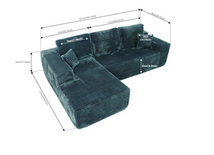 English Elm Cloud Sectional Couch - Modern L-Shaped Chaise, Plush Corduroy Sofa For Effortless Comfort & Style W3975S00004