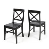 Christopher Knight Home® - Noble House - Roshan Farmhouse Black Finish Acacia Wood Dining Chairs