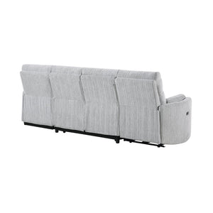 English Elm Grey Sleeper with Storage Chaise - Upholstered Grey Fabric, Power Recline, USB, Pull-Out Bed & Hidden Storage B201S00426