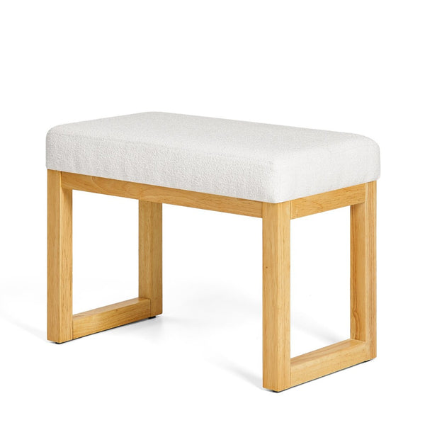 English Elm Shoe-changing Bench Solid Wood Frame Loop Yarn Cushion Compact Entryway Seat Beige W487P384368