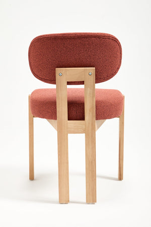 English Elm Wooden Wingback Dining Chairs Chenille Upholstered Set for Farmhouse Kitchen Dark Orange W3244P457881