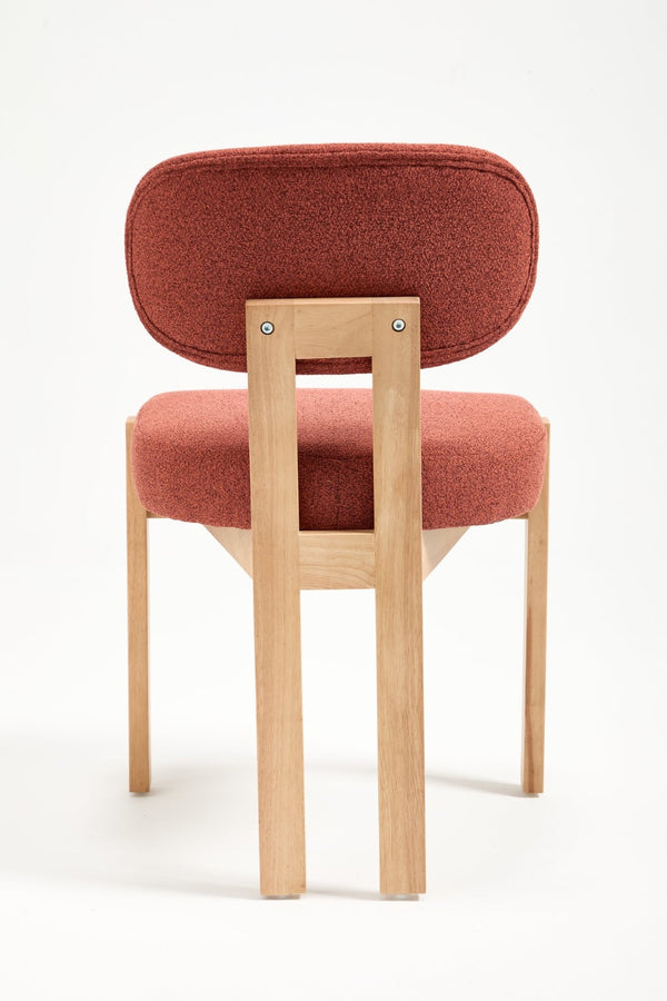 English Elm Wooden Wingback Dining Chairs Chenille Upholstered Set for Farmhouse Kitchen Dark Orange W3244P457881