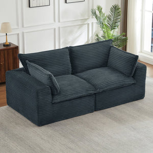 English Elm Loveseat Corduroy Cloud Couch Modular Design for Plush Deep Lounging in Any Room W2339P379593