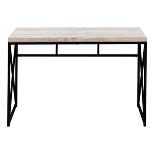 English Elm Computer Desk Taupe Reclaimed Wood Look 47" x24" Thick Top with Black X-Base Sturdy Compact Modern Workstation B2710P219777