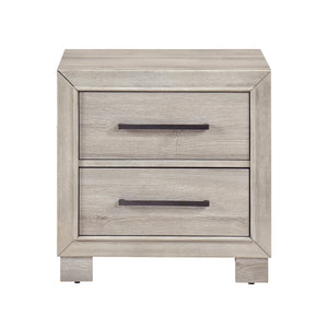 English Elm Modern Gray Two-Drawer Nightstand with Antique Brass Pulls, Durable Melamine Wood, Fully Assembled Bedside B011P389525