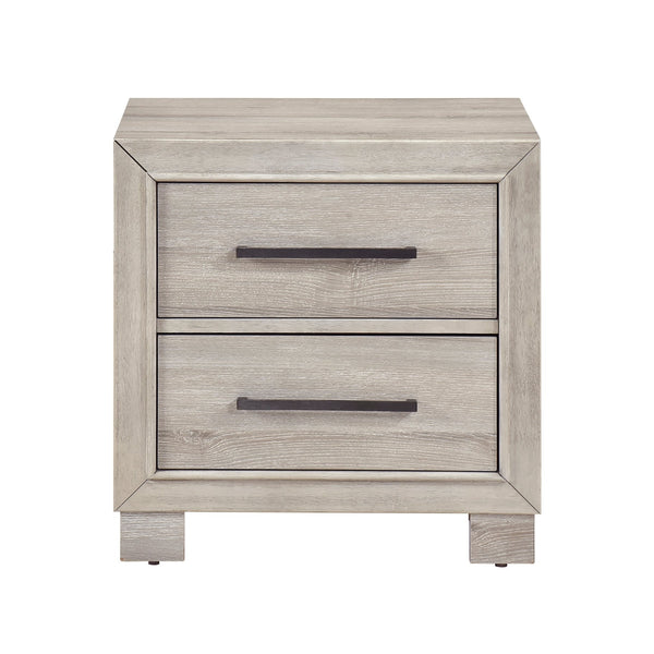 English Elm Modern Gray Two-Drawer Nightstand with Antique Brass Pulls, Durable Melamine Wood, Fully Assembled Bedside B011P389525