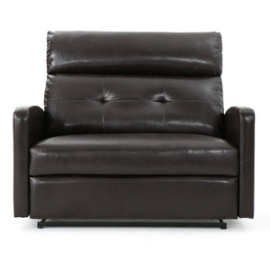 English Elm Christopher Knight Home® - Reclining Loveseat with Push-Back Recline, Plush Tufted Fabric Sofa, Compact Wall-Hugger Design Brown 61372.00PU