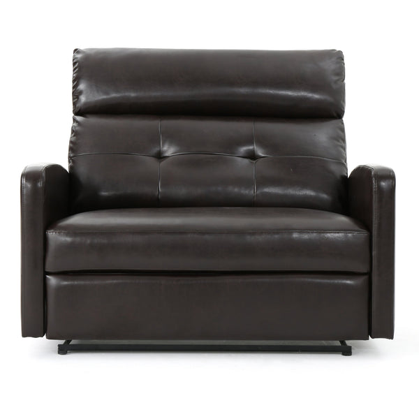 English Elm Christopher Knight Home® - Reclining Loveseat with Push-Back Recline, Plush Tufted Fabric Sofa, Compact Wall-Hugger Design Brown 61372.00PU