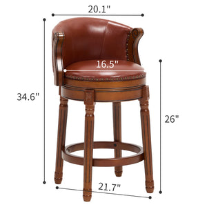 English Elm Cow Hide Leather Swivel Barstool Solid Hardwood Frame Kitchen Counter Seating W2195P479940