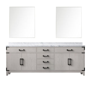 English Elm White Oak Double Bath Vanity With Carrara Marble Top & 36" Mirrors - Elegant Storage Solution B2731S01625-GIGA