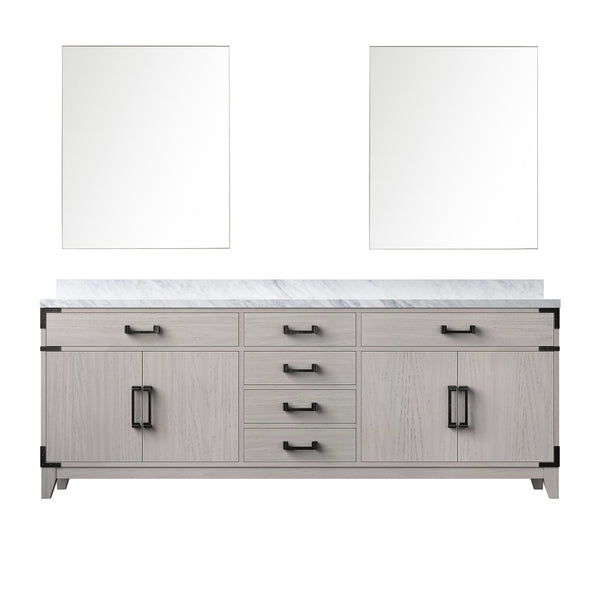 English Elm White Oak Double Bath Vanity With Carrara Marble Top & 36" Mirrors - Elegant Storage Solution B2731S01625-GIGA