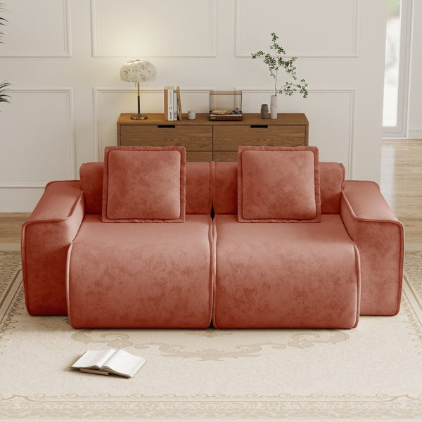 English Elm Harrison Modular Cloud Sectional Plush Velvet Upholstery French Piping Living Room Sofa W3041P386584