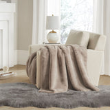 Madison Park Bristol Glam/Luxury Solid Premium Faux Fur Throw MP50-8016 Tan