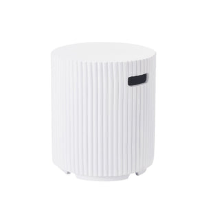 English Elm 17x19.9 Mgo Concrete Propane Tank Cover Outdoor Side Table with Metal Base White N772P409042W