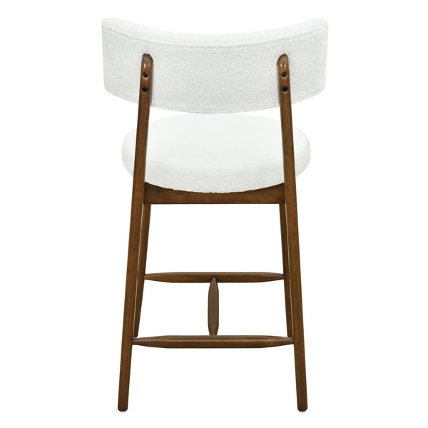 English Elm Christopher Knight Home® - Mid Century Modern Counter Stools Set Of 2 - Stylish Walnut Frame With Plush Beige Boucle Seats N771P205427T