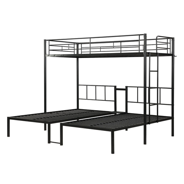 English Elm Twin Triple Bunk Bed - Sturdy Metal Frame With Safety Rail, Vertical Ladder & Storage Shelf For Kids W311S00061-GIGA