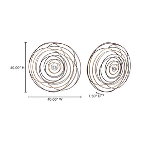 English Elm Iron Braided Rope Texture Round Wall Sculpture Handcrafted Gold Silver Metallic Art B2769P498410