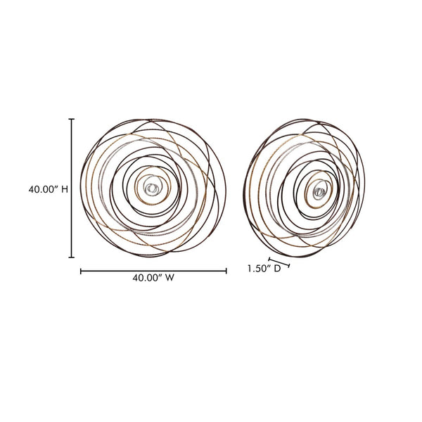 English Elm Iron Braided Rope Texture Round Wall Sculpture Handcrafted Gold Silver Metallic Art B2769P498410