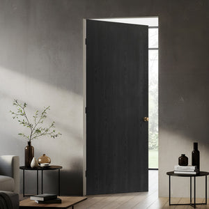 English Elm 36 in Black Textured Melamine Flush Interior Door Slab with Mdf Core Modern B2763P486369