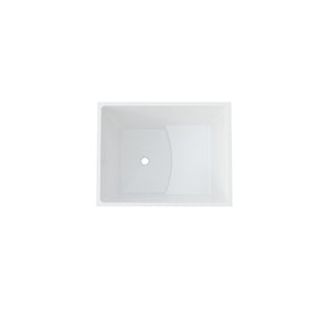 English Elm 35" Freestanding Acrylic Soaking Tub Rectangular Spa Design with Ergonomic Seat Glossy White T3785P380646