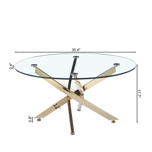 English Elm Modern Round Tempered Glass Coffee Table With Stylish Chrome Legs For Chic Living Spaces & Entertaining W1311119907