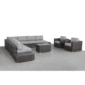 English Elm 8-Person HDPE Wicker Patio Sofa Set 12-Piece – 8-Seater, Fully Assembled, Cushions, Weatherproof B120S00261