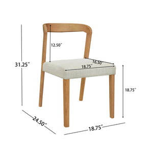English Elm Christopher Knight Home® - Solid Rubber Wood Dining Chairs Set Of 2 - Natural Oak & Beige Upholstery For Modern Comfort N771P292085Q
