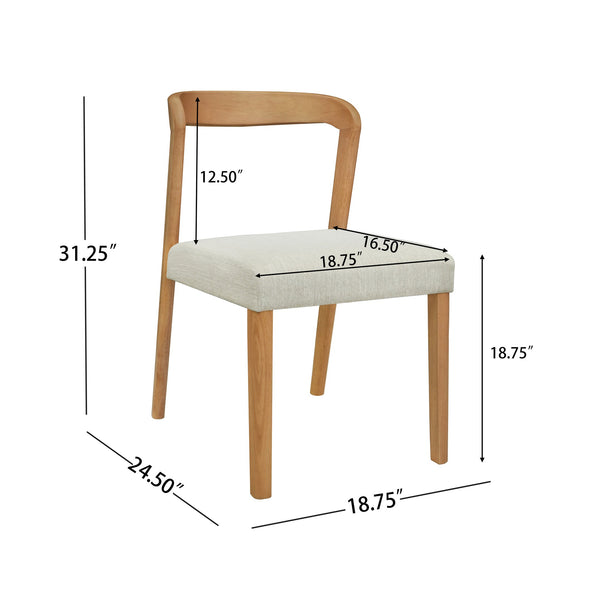 English Elm Christopher Knight Home® - Solid Rubber Wood Dining Chairs Set Of 2 - Natural Oak & Beige Upholstery For Modern Comfort N771P292085Q
