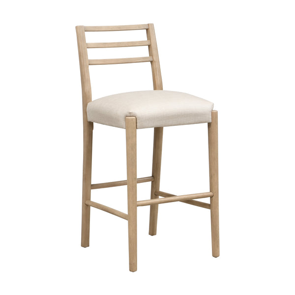 English Elm Christopher Knight Home® - BAR STOOL ladder-back farmhouse set of 2 with upholstered rubberwood seats, tapered legs, timeless charm Beige N771P339875A