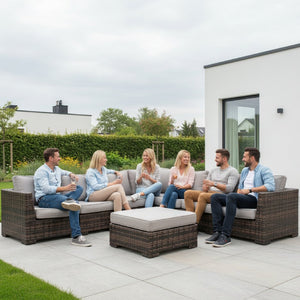 English Elm Fully Assembled 122'' Wicker L-Shaped Sectional Sofa With Cushions For Stylish Outdoor Spaces B120S00237