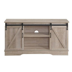 English Elm Oak Modern TV Stand with 2 Sliding Barn Doors, Cable Management, Wide Storage for TVs up to 65" B062P182853