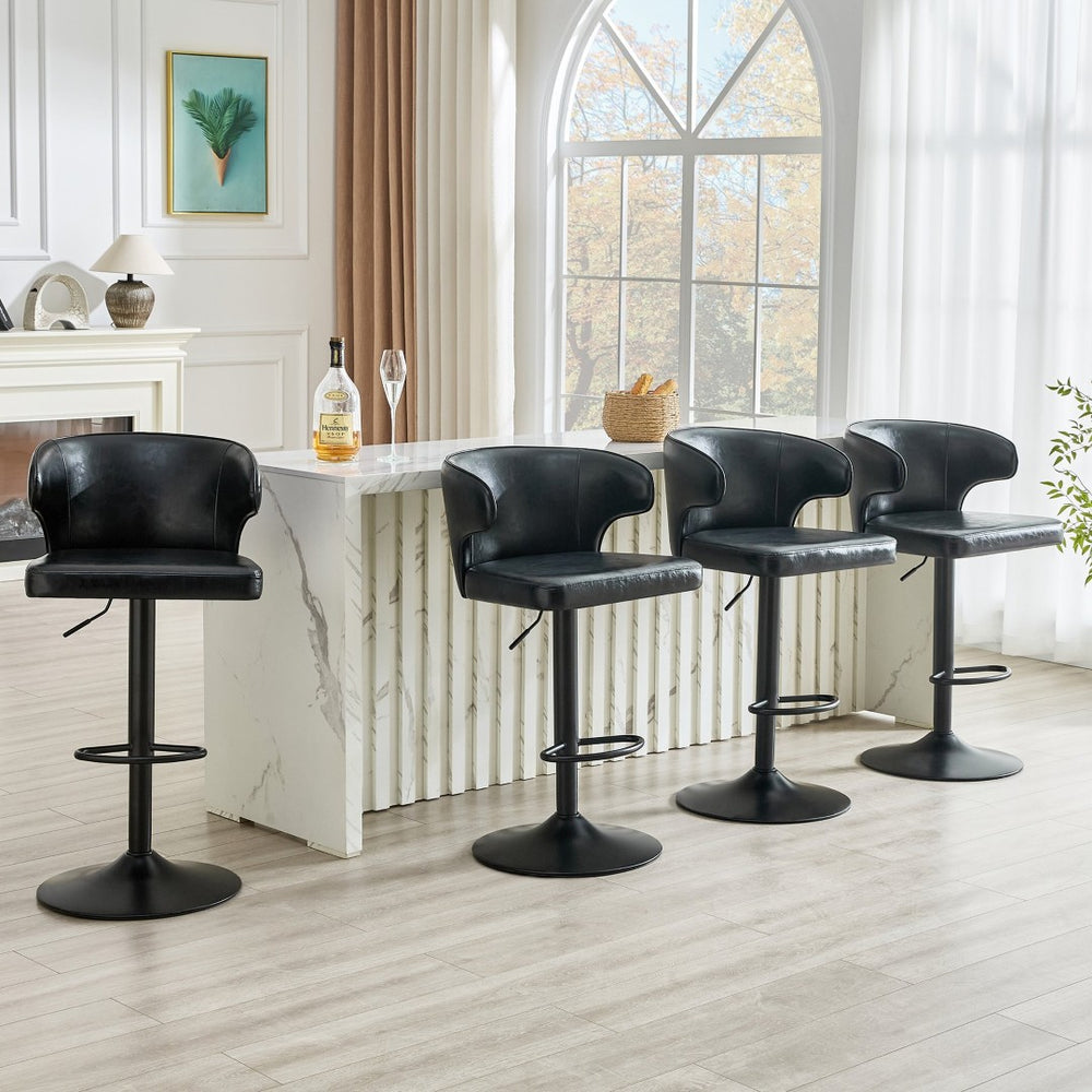 English Elm Modern Oil Wax Upholstered Swivel Barstool Set with Lumbar Support and Chrome Base W2920S00130