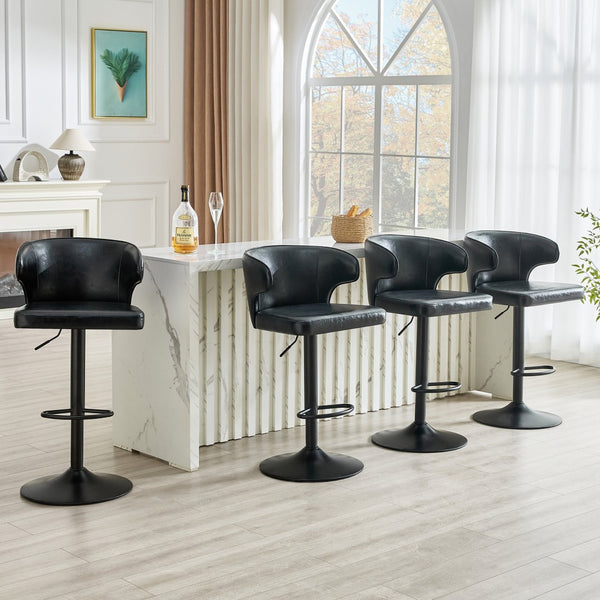 English Elm Modern Oil Wax Upholstered Swivel Barstool Set with Lumbar Support and Chrome Base W2920S00130