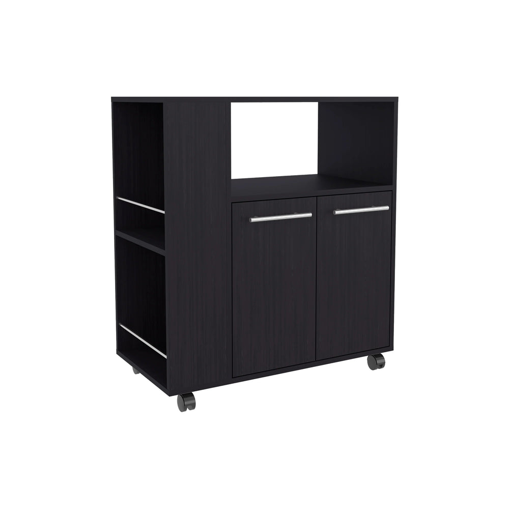 English Elm Wengue Elegant Kitchen Cart with Microwave Shelf, Open Storage & Compact 29.5" Width for Style and Organization B062P290275