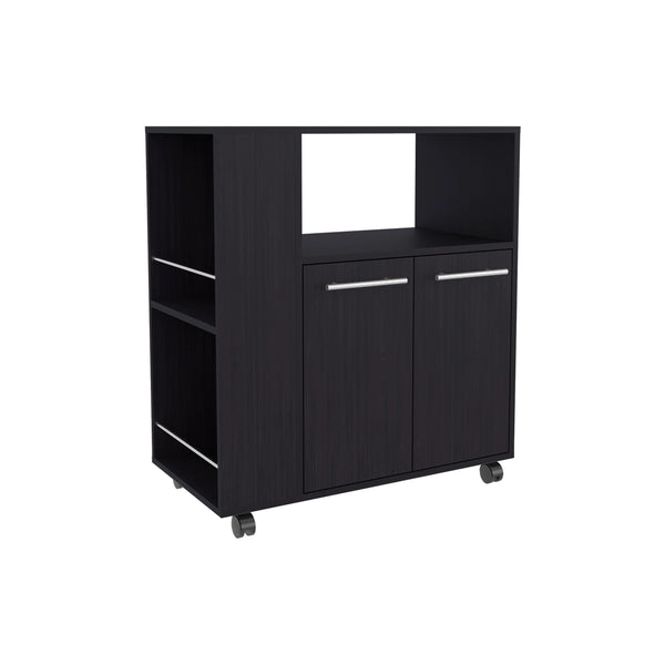 English Elm Wengue Elegant Kitchen Cart with Microwave Shelf, Open Storage & Compact 29.5" Width for Style and Organization B062P290275