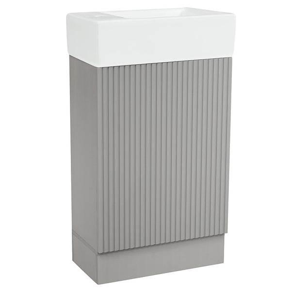 English Elm 18.6" Bathroom Vanity with Sink and Ceramic Top, MDF Cabinet with Door, TP Holder & Shelf Grey N725P212181E