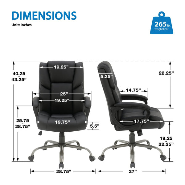 OSP Home Furnishings Execuative Faux Leather Office Chair with Lumbar Support and Pneumatic Height Adjustment FL14571-U6
