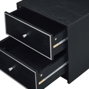 English Elm Jabir Modern Black & Silver Accent Table with Two Drawers, Composite Wood Storage, Sleek Design B2726P243246