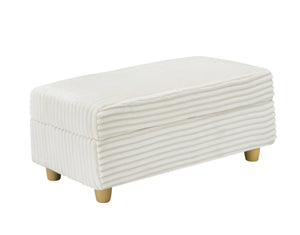 English Elm White Corduroy Single Sofa with Built-In Arm Storage, Ottoman Storage, Removable Covers, 57" W1658S00138