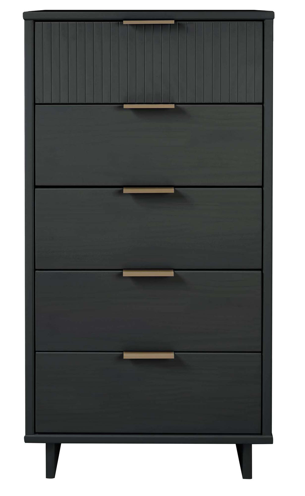English Elm Granville 24" Charcoal Gray 5-Drawer Chest With Gold Handles & Organizer For Stylish Storage Solutions B365S00072