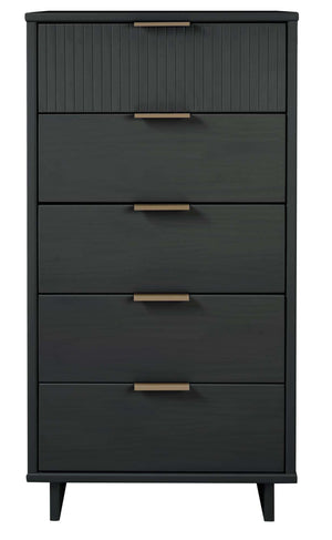 English Elm Granville 24" Charcoal Gray 5-Drawer Chest With Gold Handles & Organizer For Stylish Storage Solutions B365S00072
