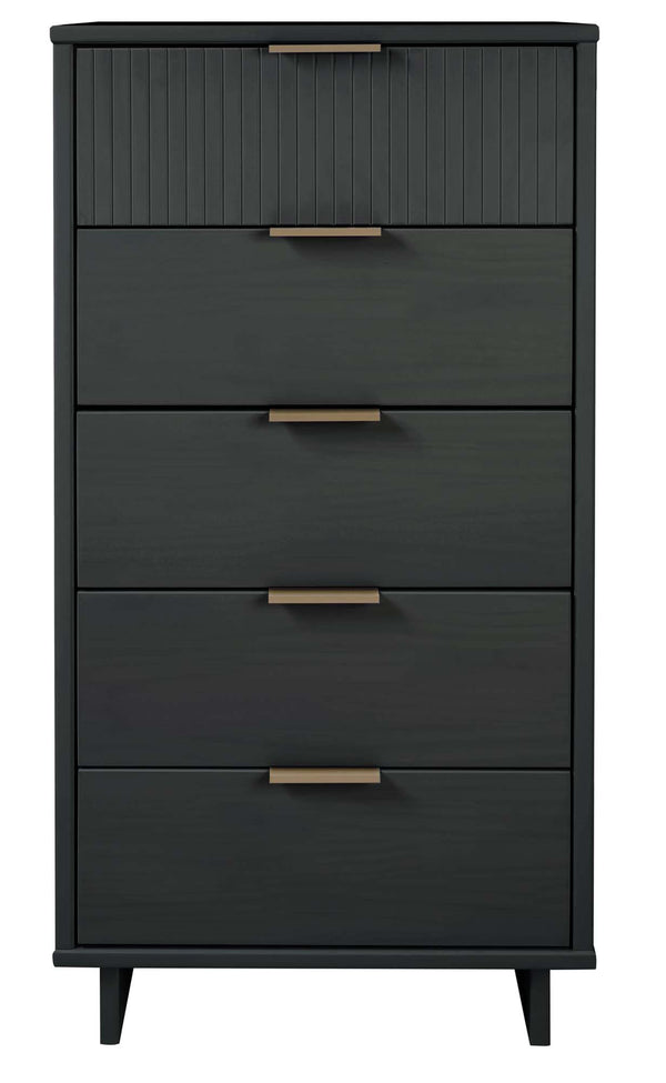 English Elm Granville 24" Charcoal Gray 5-Drawer Chest With Gold Handles & Organizer For Stylish Storage Solutions B365S00072