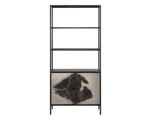 Sunpan Arlington Bookcase - Unique Patina Finish with Black Iron Frame, Artisan Crafted, Bold Statement Piece