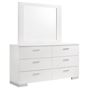 English Elm Dulcey High Gloss White Lacquer 6 Drawer Dresser with Coordinating Wall Mirror B062S01728