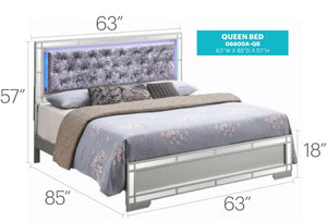 English Elm Glamorous Champagne Queen Bed with Silver Finish, 57"H x 66"W x 85"D, Durable Particleboard Frame B078S00540
