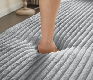 English Elm Modern Full Size Folding Sofa Bed with Plush Corduroy, 2 Pillows, 15" Foam Mattress, No Assembly Required LIGHT GREY W1885P347082