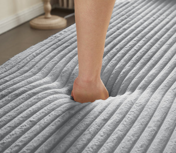 English Elm Modern Full Size Folding Sofa Bed with Plush Corduroy, 2 Pillows, 15" Foam Mattress, No Assembly Required LIGHT GREY W1885P347082