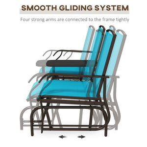English Elm Outsunny Stylish Two-Person Glider Loveseat With Center Table, Breathable Mesh & Smooth Motion, Blue W2225P200563-GIGA